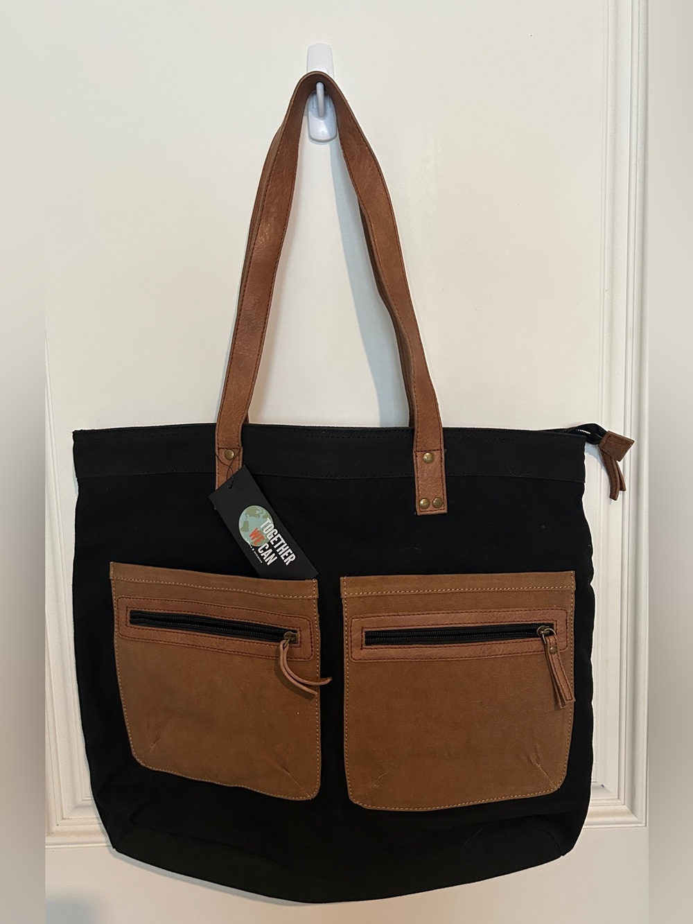 Official Mona B "Hyde" Up-cycled Canvas Shoulder Bag Tote NWT